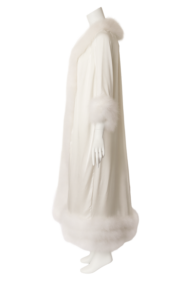 Marabou trim robe by Lucie Ann on mannequin side @ Recess LA