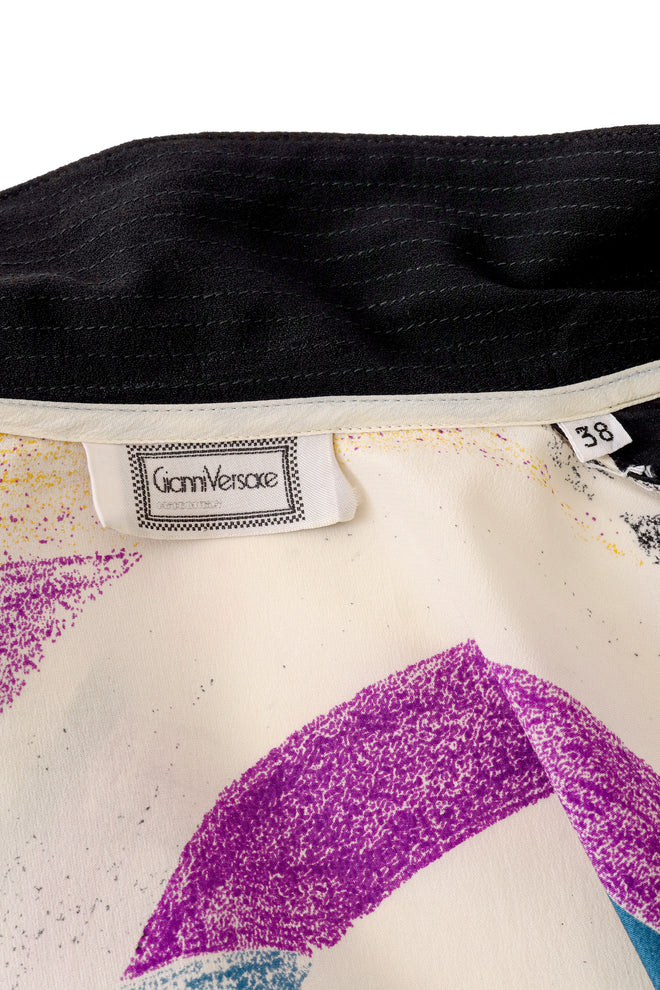 Abstract sketch print silk shirt by Gianni Versace label  @ Recess LA
