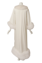 Marabou trim robe by Lucie Ann on mannequin back @ Recess LA