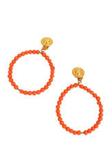 vintage deLillo Coral Beaded Hoop Earrings close @ Recess LA