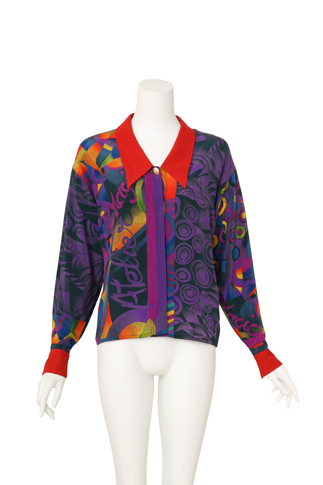 abstract graphic print silk shirt by Gianni Versace on mannequin @ Recess LA