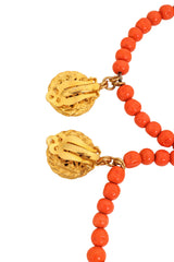 vintage deLillo Coral Beaded Hoop Earrings signature backs @ Recess LA