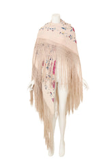 Vintage Fringe Floral Piano Shawl on mannequin @ Recess LA