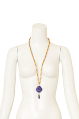 Vintage William deLillo Barrel Chain Medallion Charm Necklace on mannequin  @ Recess LA