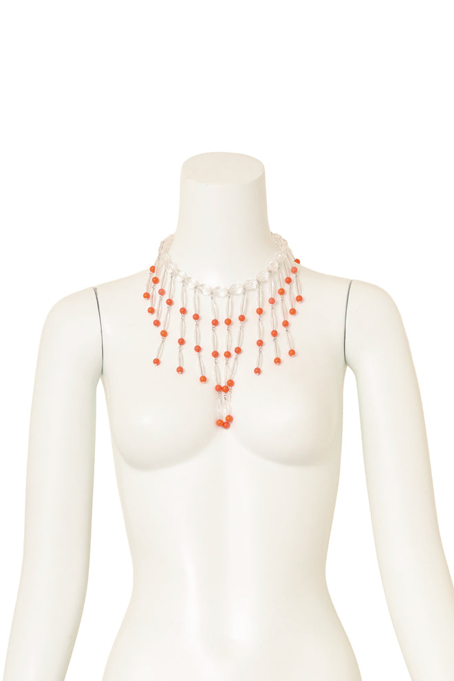 Vintage William deLillo Bead Fringe Waterfall Necklace on mannequin @ Recess LA