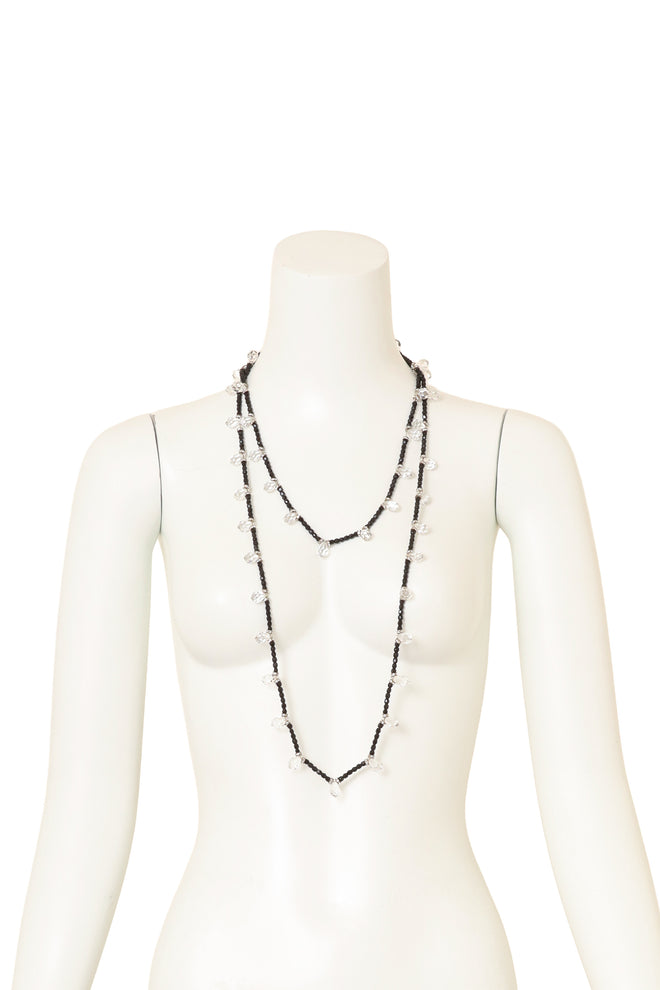 Vintage William deLillo Sautoir Crystal Drop Beaded Necklace double layered on mannequin @ Recess LA