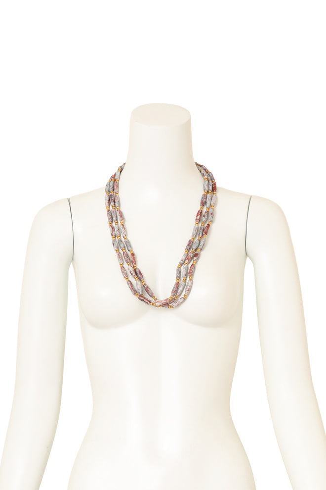 Vintage William deLillo Marbled Bead Torsade Necklace on mannequin @ Recess LA