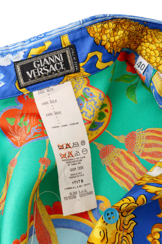 Medusa Filigree Print Silk Shirt by Gianni Versace label @ Recess LA