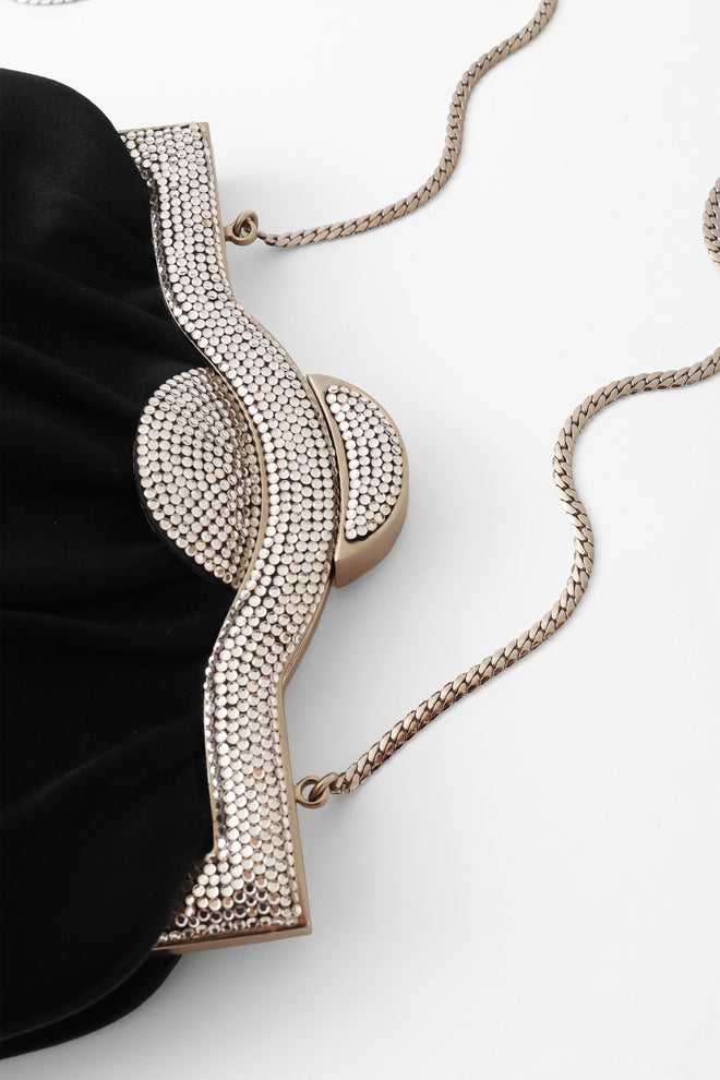 Satin Rhinestone Frame Bag by Judith Leiber frame close @ Recess LA