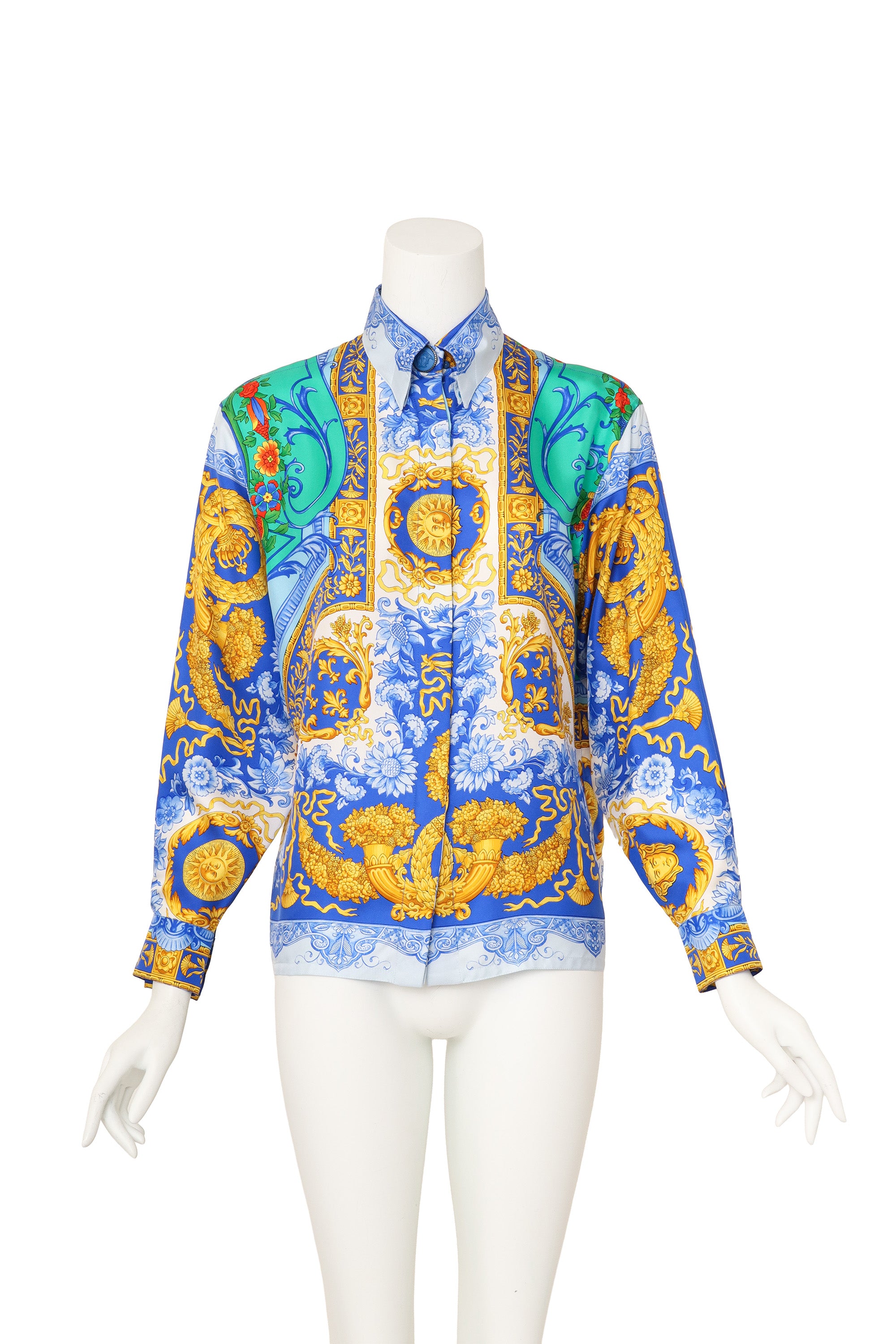 Medusa Filigree Print Silk Shirt by Gianni Versace on mannequin @ Recess LA