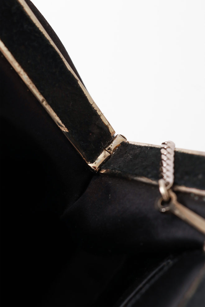 Satin Rhinestone Frame Bag by Judith Leiber hinge @ Recess LA