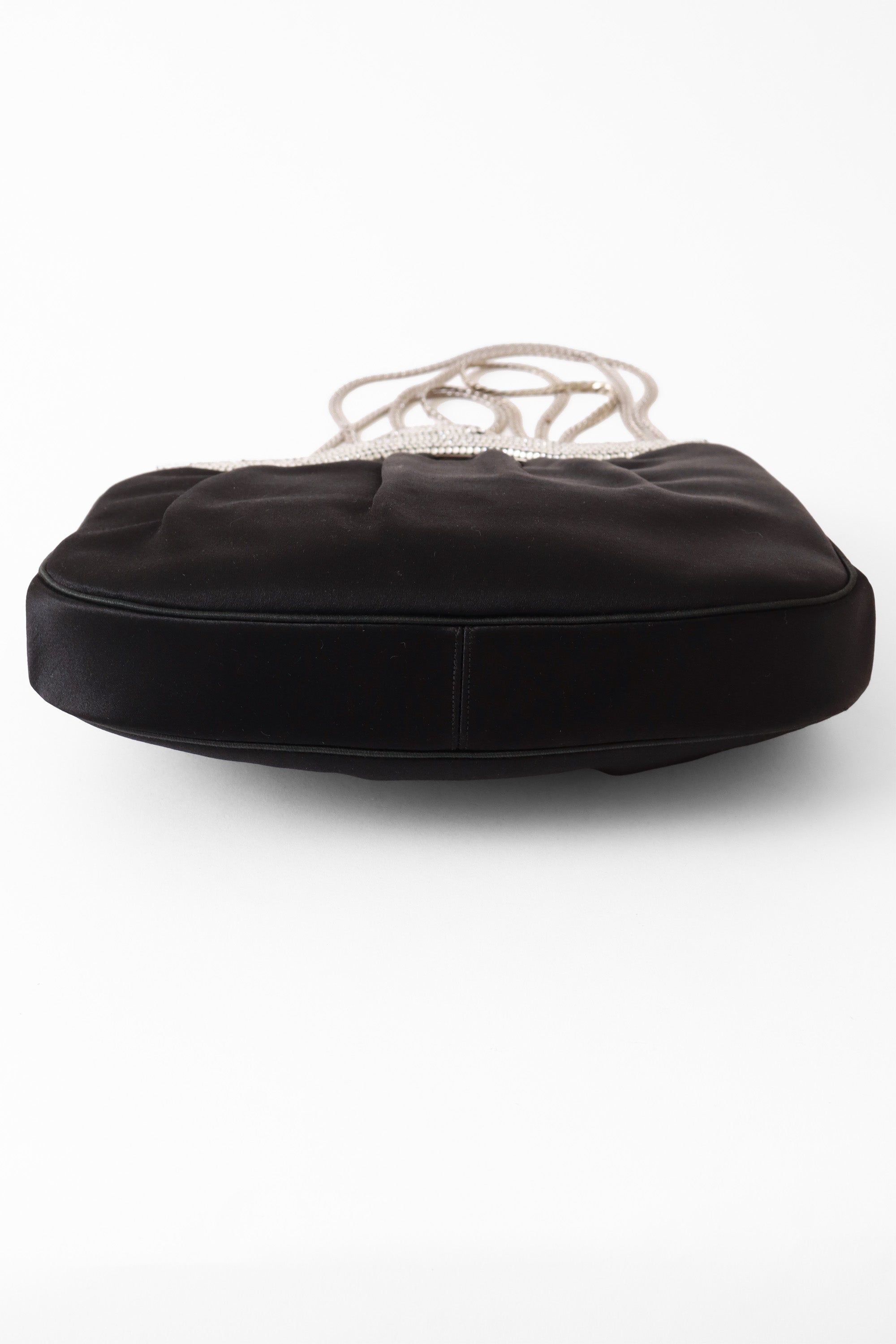 Satin Rhinestone Frame Bag by Judith Leiber bottom @ Recess LA