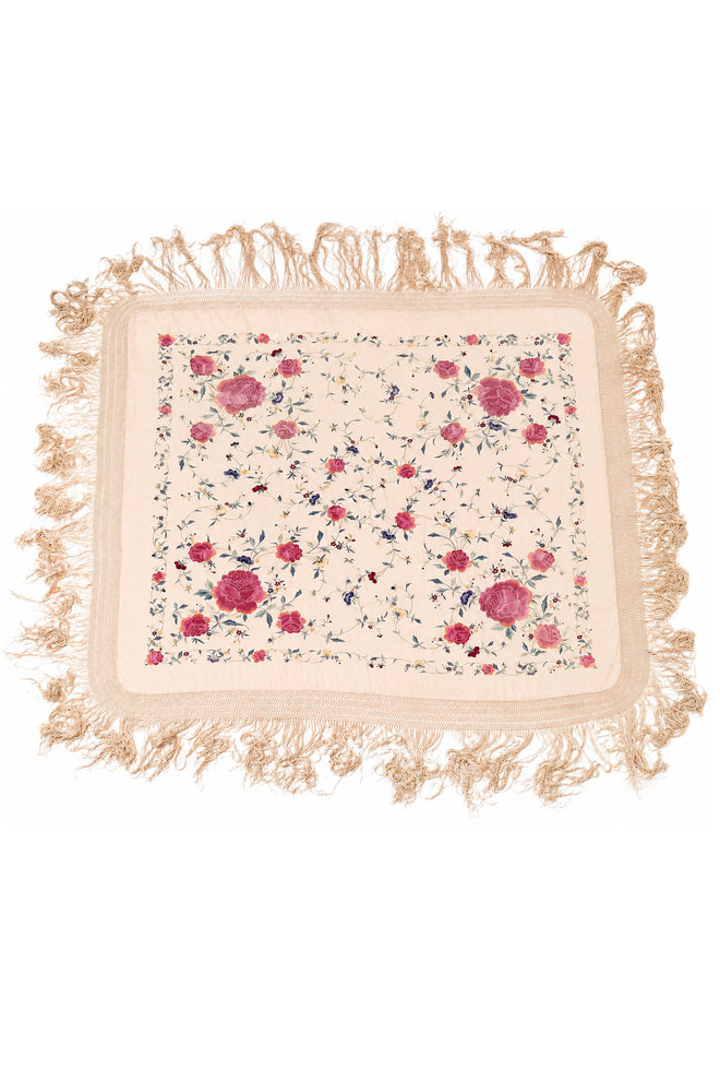 Vintage Fringe Floral Piano Shawl @ Recess LA 