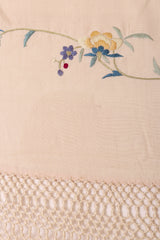 Vintage Fringe Floral Piano Shawl light stain @ Recess LA 