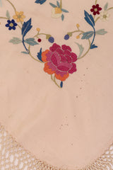 Vintage Fringe Floral Piano Shawl small multiple stains @ Recess LA 