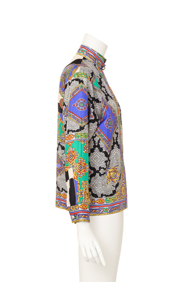 baroque checker print silk shirt by Gianni Versace on mannequin side @ Recess LA