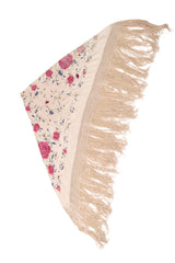 Vintage Fringe Floral Piano Shawl folded in half @ Recess LA 