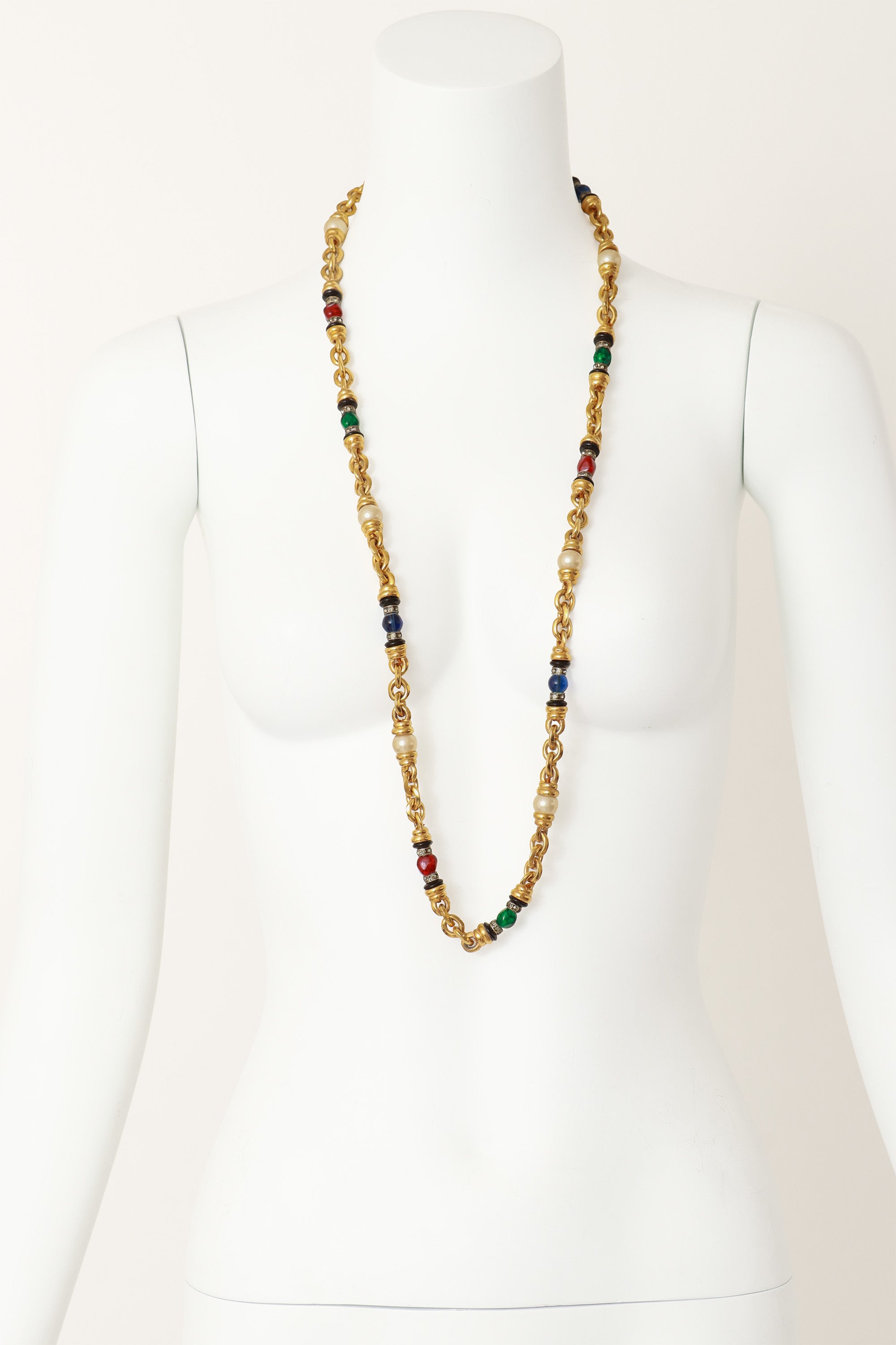Gripoix Pearl & Glass Chain Necklace