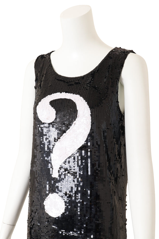 Vintage Moschino Sequin Question Mark Dress on mannequin close @ Recess LA