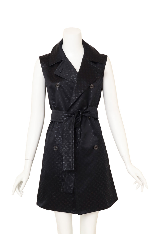 Louis Vuitton Jacquard Monogram Convertible Trench on mannequin no sleeves @ Recess LA