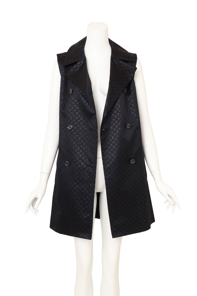 Louis Vuitton Jacquard Monogram Convertible Trench on mannequin vest open @ Recess LA