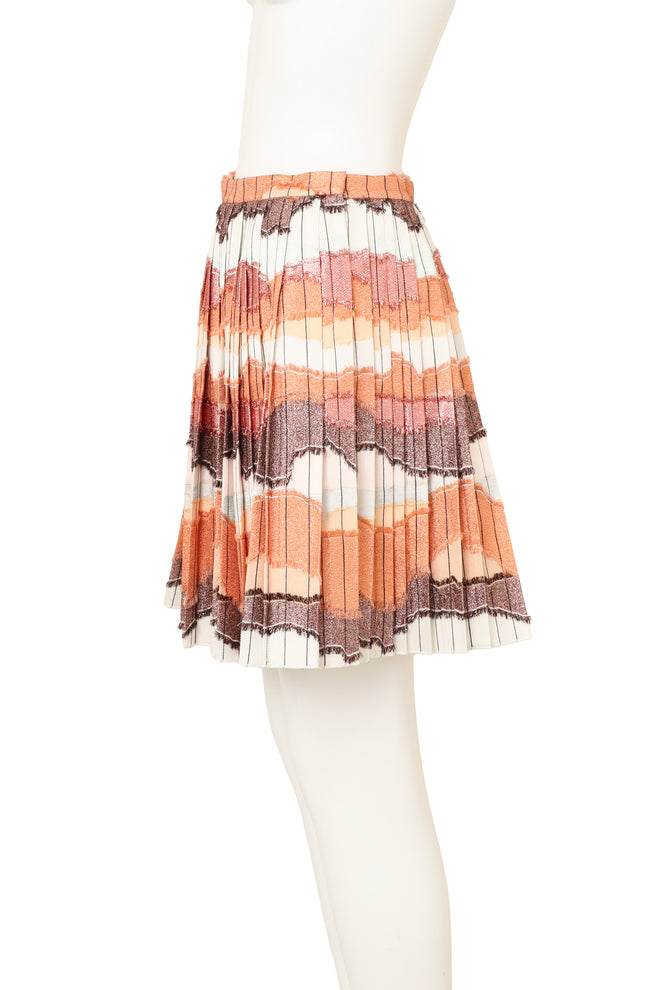 Christian Dior Pleated Lamé Mini Skirt on mannequin side @ Recess LA