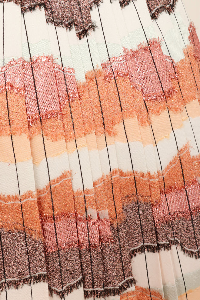 Christian Dior Pleated Lamé Mini Skirt fabric close @ Recess LA