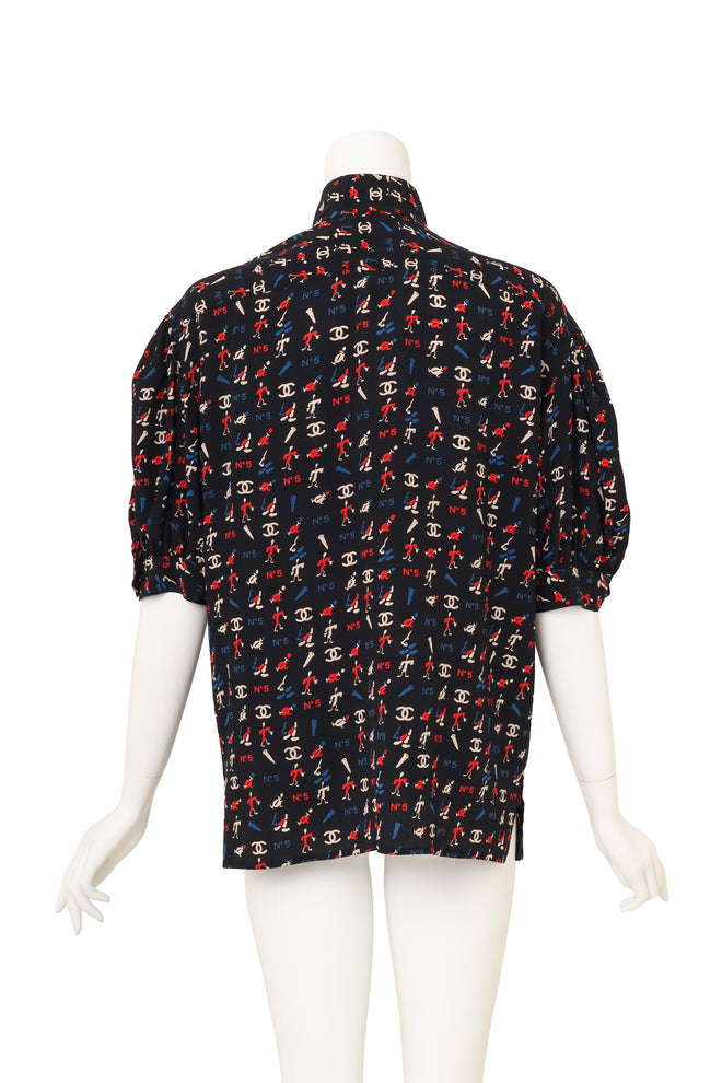 Vintage Chanel Puff Sleeve Blouse on mannequin back @ Recess LA