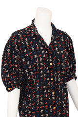 Vintage Chanel Puff Sleeve Blouse on mannequin collar open @ Recess LA