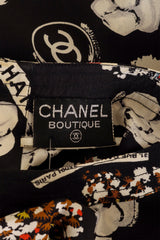 Vintage Chanel Camellia Logo Print Silk Tank Top label @ Recess LA