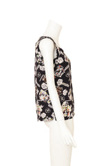 Vintage Chanel Camellia Logo Print Silk Tank Top on mannequin side @ Recess LA