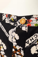 Vintage Chanel Camellia Logo Print Silk Tank Top print and button close @ Recess LA