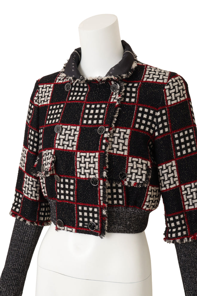 Chanel Tweed Lamé Cropped Jacket on mannequin close @ Recess LA