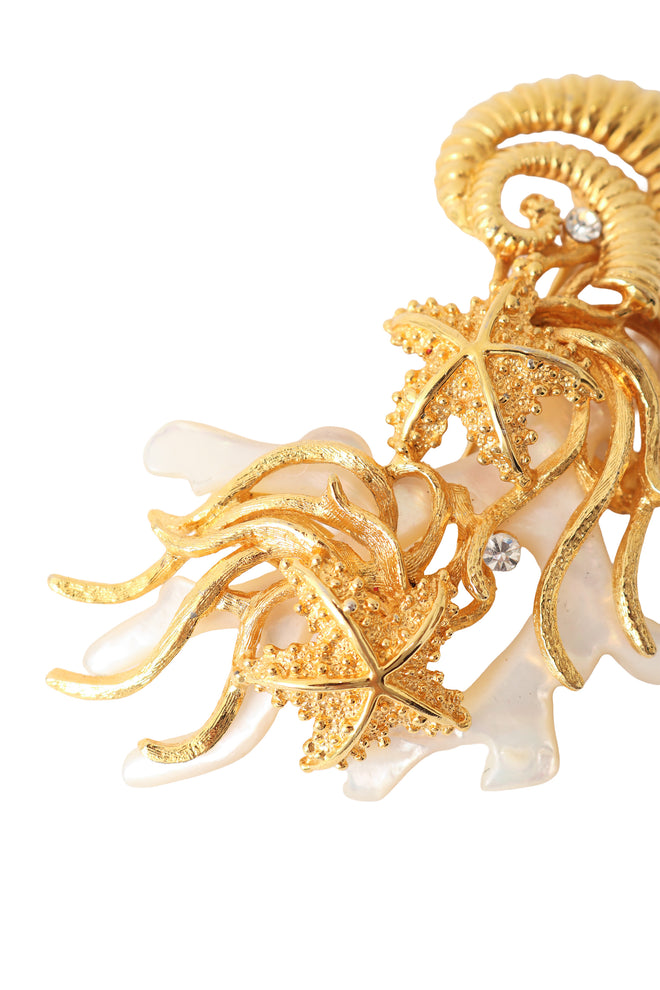 Sculptural sea life brooch close @ Recess LA