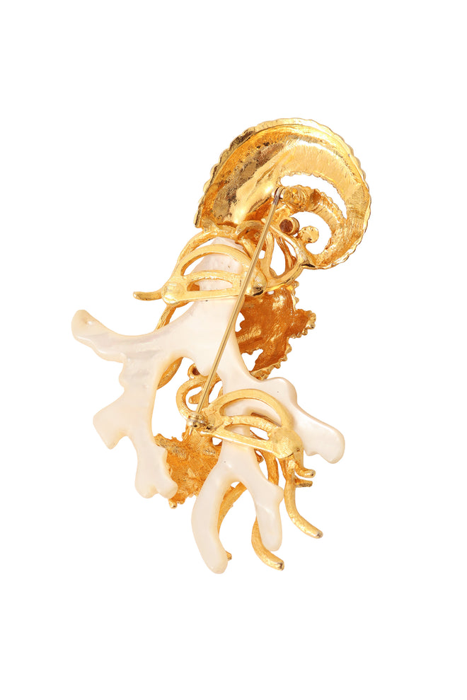 Sculptural sea life brooch back @ Recess LA