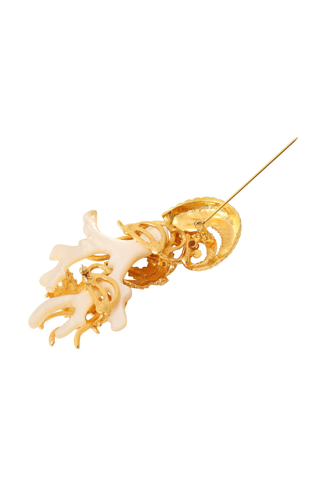 Sculptural sea life brooch pin open @ Recess LA