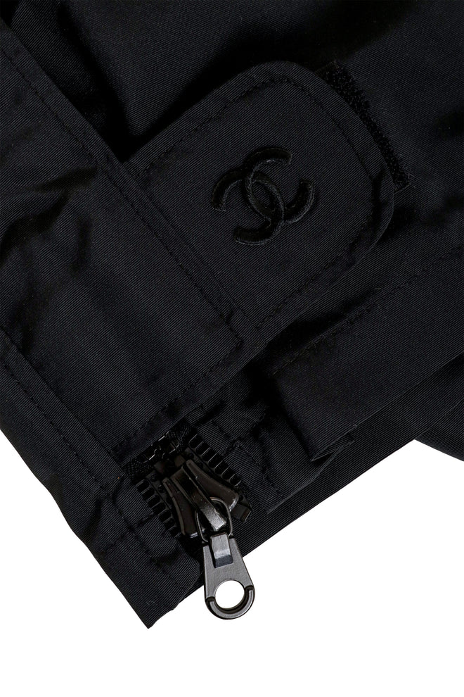 Vintage Chanel Quilted Silk Utility Skirt zipper close @ Recess LA