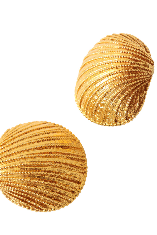 Shell Button Earrings by Dominique Aurientis close up @ Recess LA