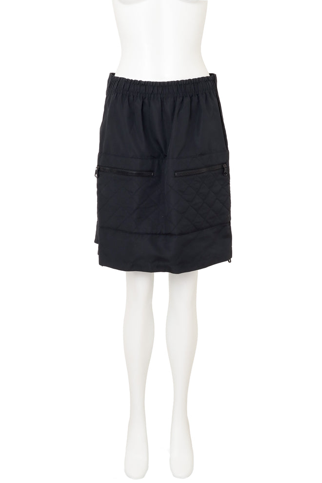 Vintage Chanel Quilted Silk Utility Skirt on mannequin @ Recess LA