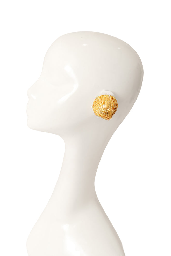 Shell Button Earrings by Dominique Aurientis on mannequin @ Recess LA