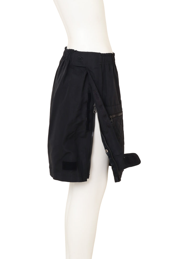 Vintage Chanel Quilted Silk Utility Skirt on mannequin side unzipped @ Recess LA