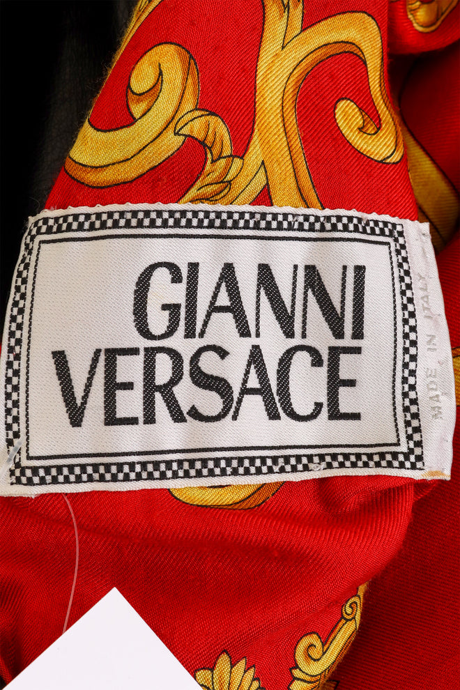 Vintage Gianni Versace Shearling Collar Leather Trench label @ Recess LA