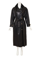 Vintage Gianni Versace Shearling Collar Leather Trench on mannequin @ Recess LA