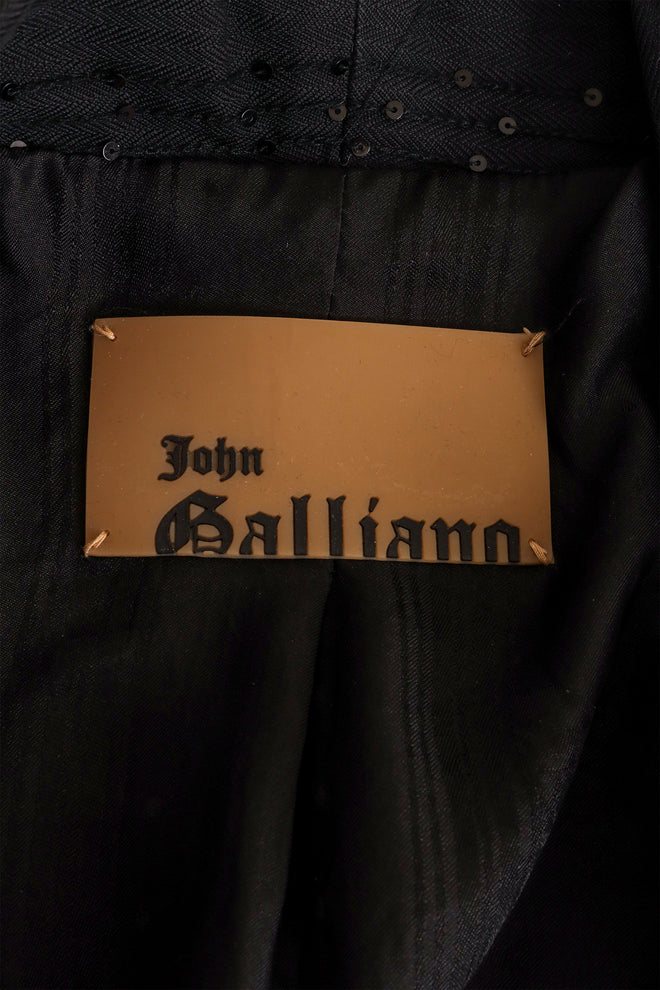 Vintage John Galliano Sequin Pinstripe Corset Blazer label @ Recess LA