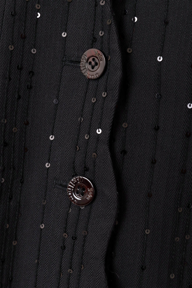 Vintage John Galliano Sequin Pinstripe Corset Blazer buttons close @ Recess LA