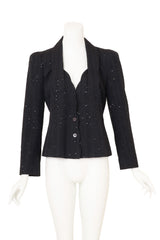 Vintage John Galliano Sequin Pinstripe Corset Blazer on mannequin @ Recess LA