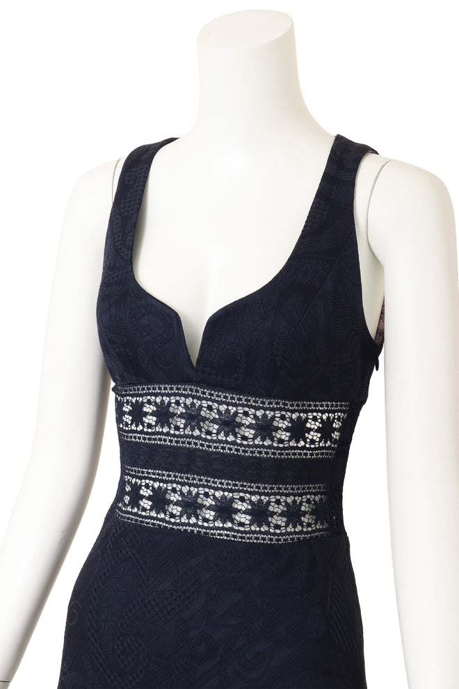 Christian Lacroix Lace Inset Sweetheart Dress on mannequin close @ Recess LA