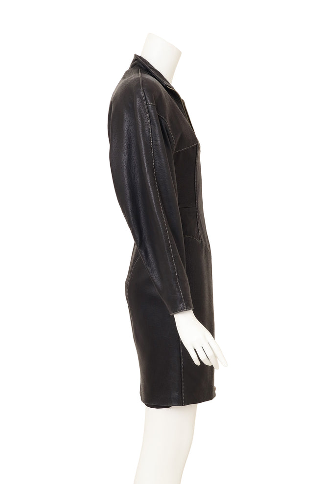 Vintage North Beach Textured Leather Moto Dress on mannequin side @ Recess LA