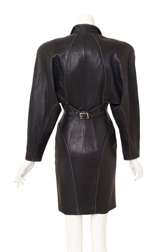 Vintage North Beach Textured Leather Moto Dress on mannequin back @ Recess LA