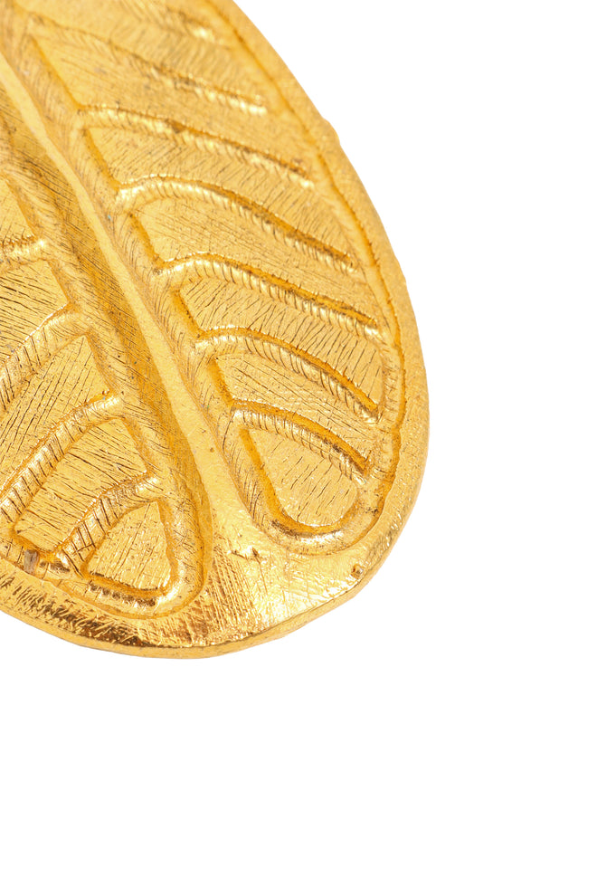 Vintage Sonia Rykiel Large Carved Leaf Pendant close @ Recess LA